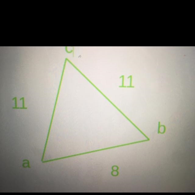 C 11cm 11cm B A 8cm Construct the isosceles triangle ABC​-example-1