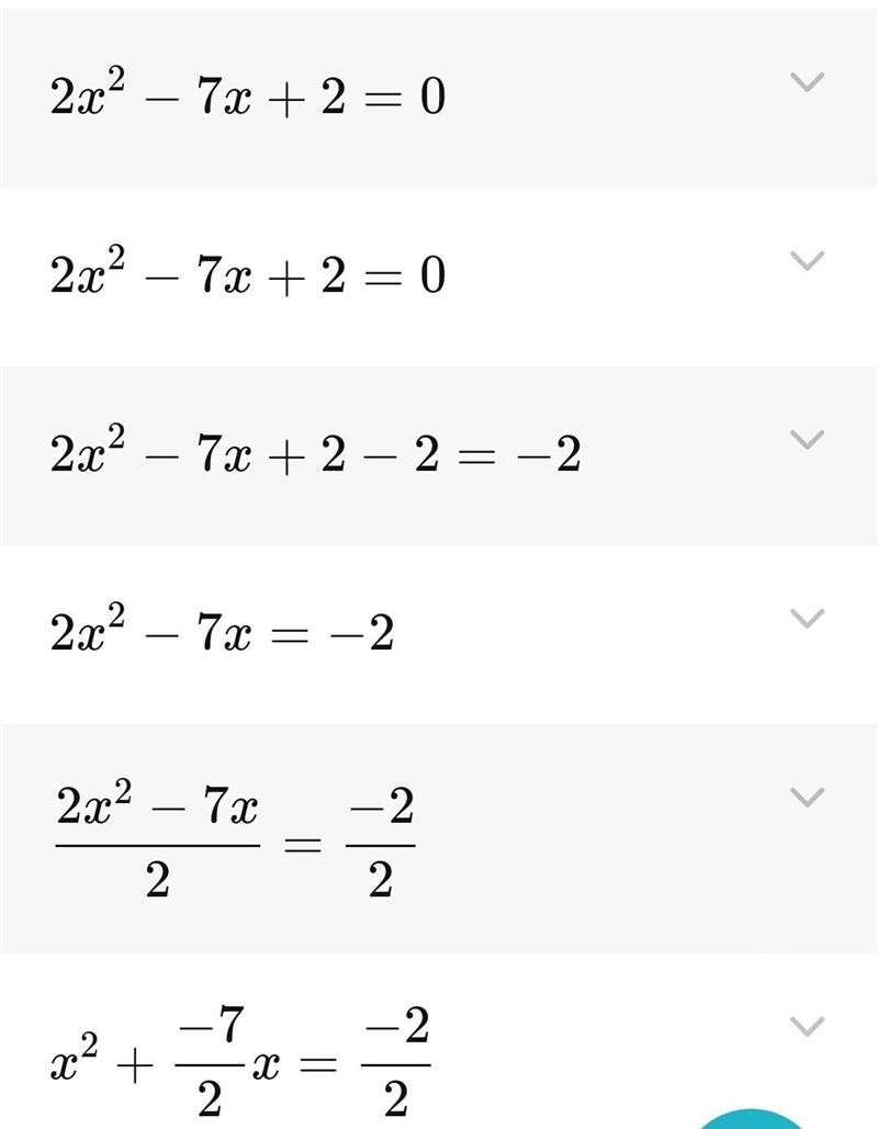 Solving the Quadratic equations by completing the square: 2x^2-7x+2=0-example-1