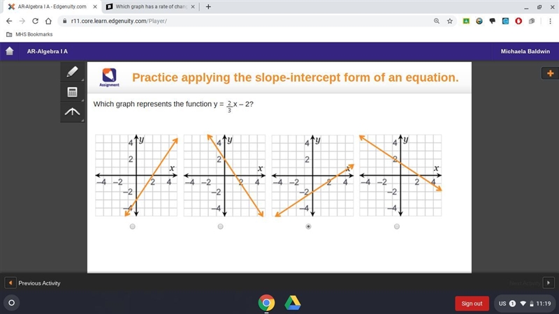 Which graph has a rate of change equal to one-third in the interval between 0 and-example-1