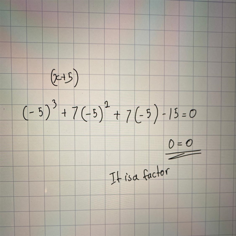 Use the factor theorem to determine whether the first polynomial is a factor of the-example-1