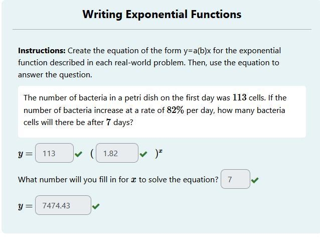 The number of bacteria in a petri dish on the first day was 113 cells. If the number-example-1