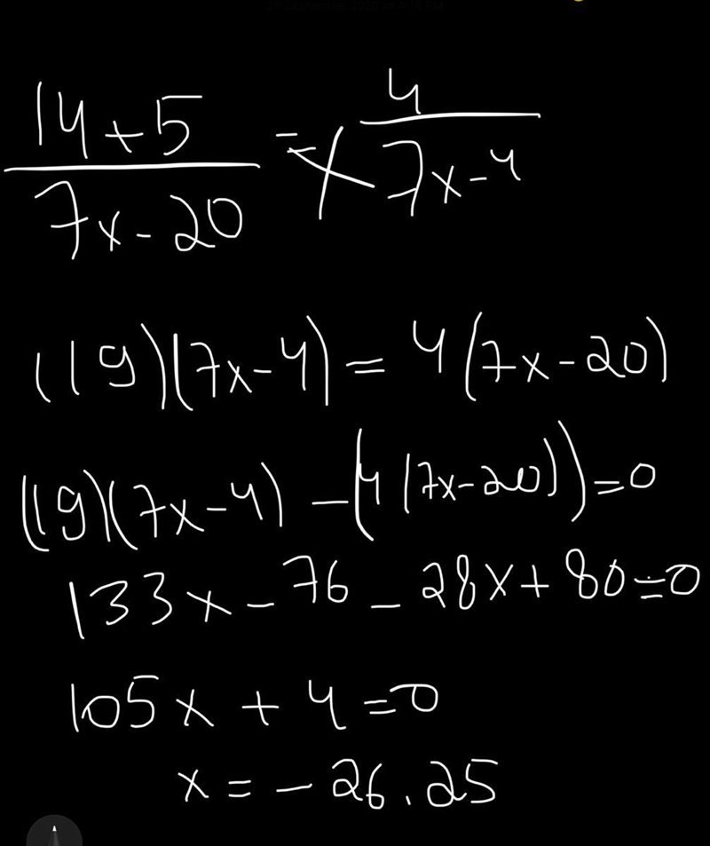 14+5/7x-20=4/7x-4 Can someone help me on this question-example-1