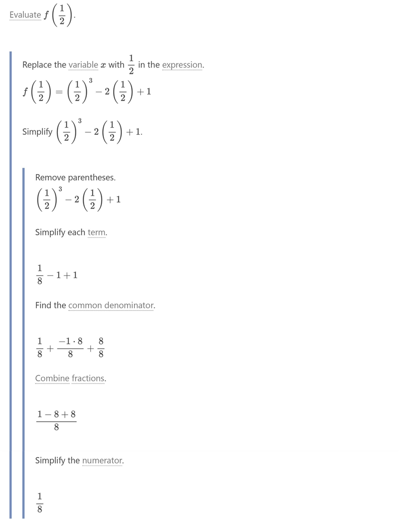 F : x →x³- 2x + 1. Find: a) f(2) b) f(-2) c) f(100) d) f(0) e) f(1/2) ​-example-5