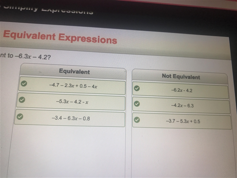 Which expressions are equivalent to -6.3x - 4.2 ?-example-1