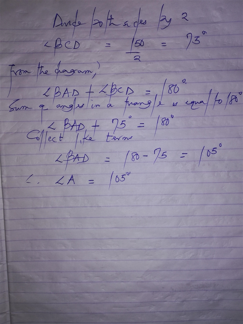 Given: Line DR tangent to Circle O. If (arc) DB = 150 degrees, then 75 105 150-example-1