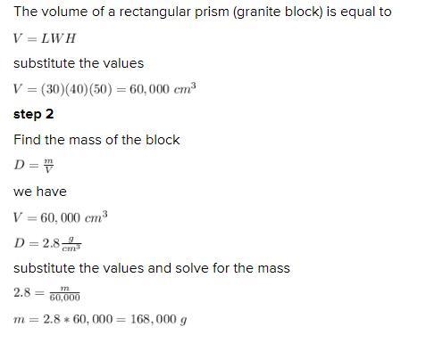 A granite block in the shape of a right rectangular prism has dimensions 30 centimeters-example-1