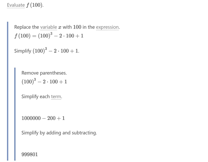 F : x →x³- 2x + 1. Find: a) f(2) b) f(-2) c) f(100) d) f(0) e) f(1/2) ​-example-3