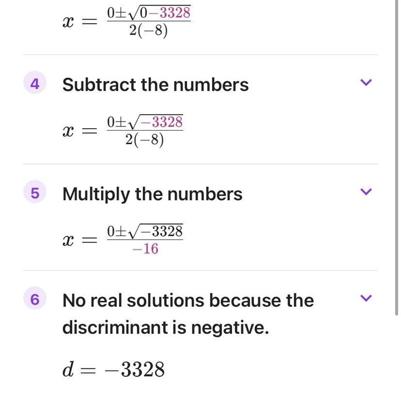 Solve -8x^2 -104=0 either by factoring or by using the quadratic formula-example-1