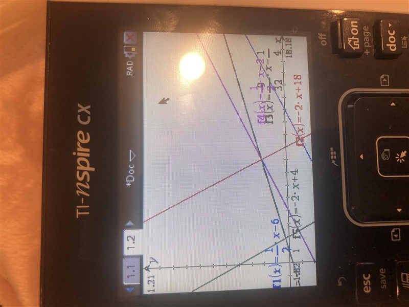 Which of the following equations defines a line that passes through the point (8,2) and-example-1