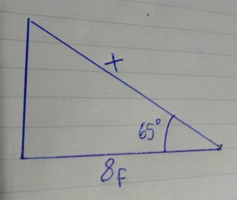 A ladder is leaning against the side of a house and forms a 65° angle with the ground-example-1