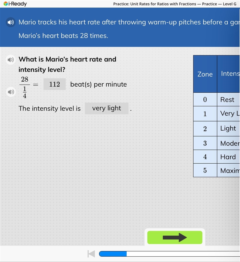 Mario tracks his heart rate after throwing warm-up pitches before a game. In 1/4 minutes-example-1