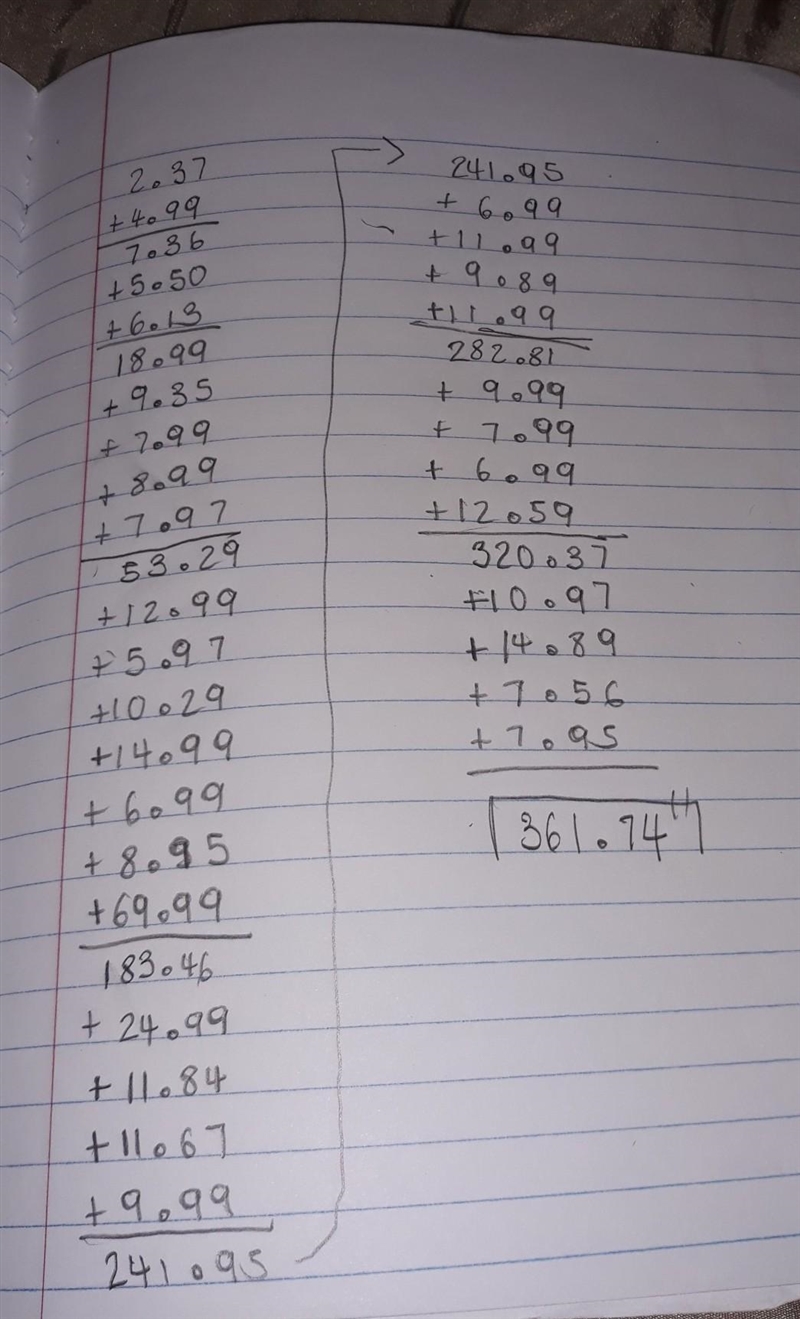 2.37+4.99+5.50+6.13+9.35+7.99+8.99+7.97+12.99+5.97+10.29+14.99+6.99+8.95+69.99+24.99+11.84+11.67+9.99+6.99+11.99+9.89+11.99+9.99+7.99+6.99+12.59+10.97+14.89+7.56+7.95-example-1