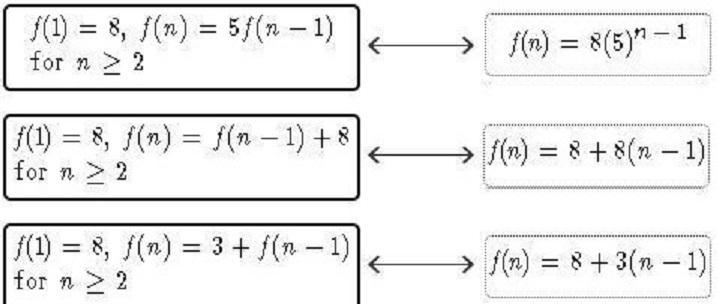 Match each explicit formula to its corresponding recursive formula.-example-1