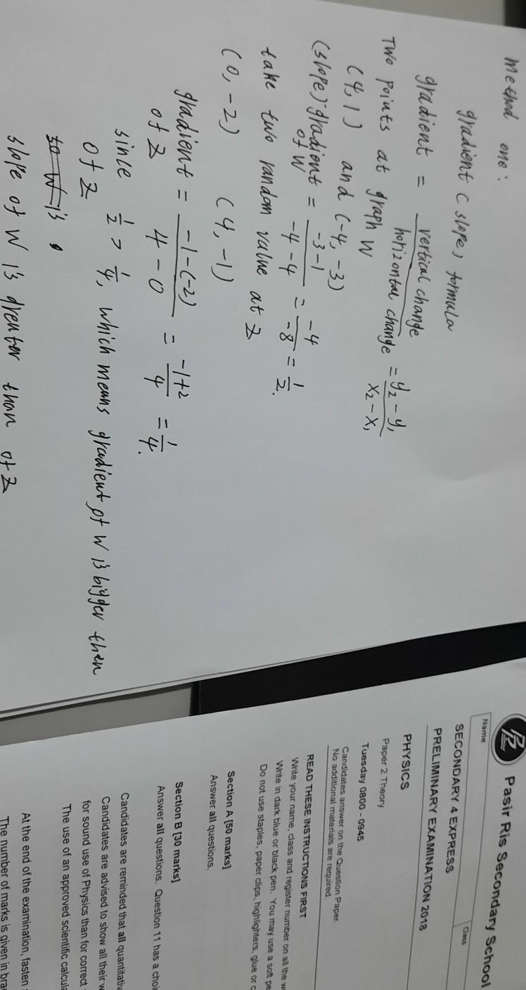 The slope of function w is greater than the slope of function z true or false-example-1