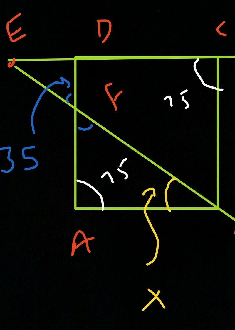 ABCD is a parallelogram. EDC is a straight line. F is the point on AD so that BFE-example-1