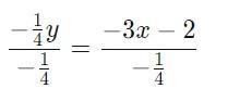 3x - 1/4y = -2 (1/4 is a fraction, solve for y)-example-1