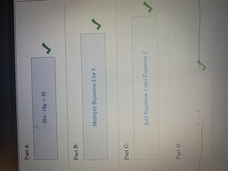 Complete each box with the missing operation or missing equation. use linear combination-example-1