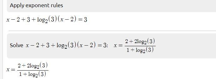 2^(x+1) X 3^(x-2) = 8 solve the equation.. help me plizzzz​-example-1