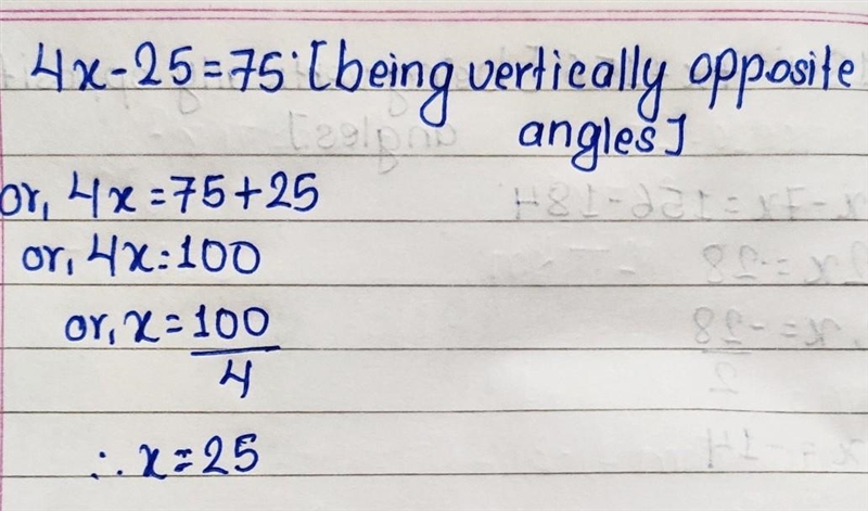 Tell whether the angles are adjacent or vertical. Then find the value of \(xl).2-example-1