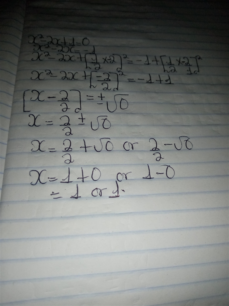 Rewrite the equation by completing the square. x2 – 2x + 1 = 0-example-1