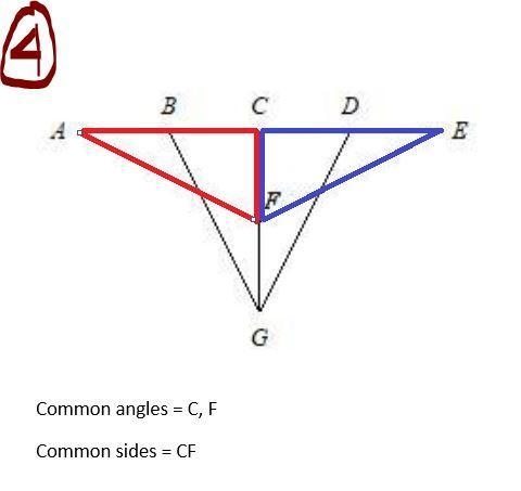 Please identify the common angles and sides or these triangles.-example-3