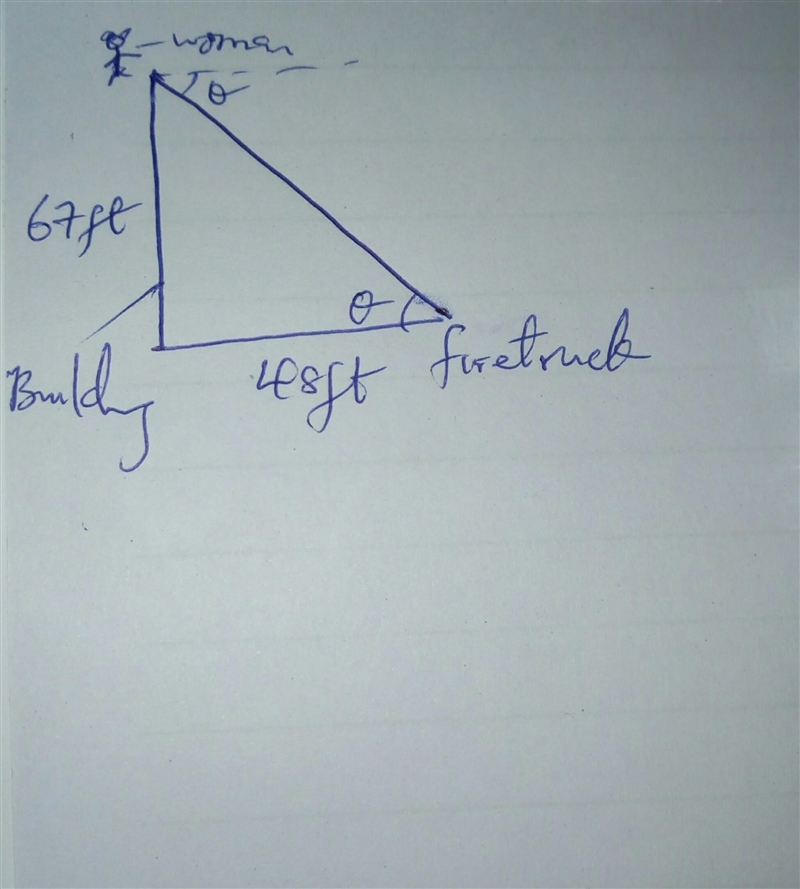 Question 1 2.5 pts A firefighter sees a woman trapped in a building 67 feet up from-example-1