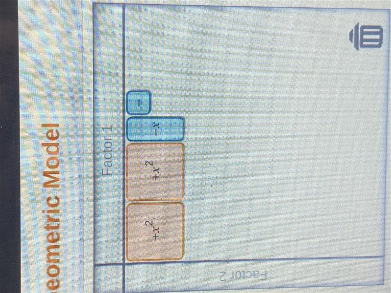 Use a geometric model to factor 2x2 - x - 1 by following these steps: Step 1: Model-example-1