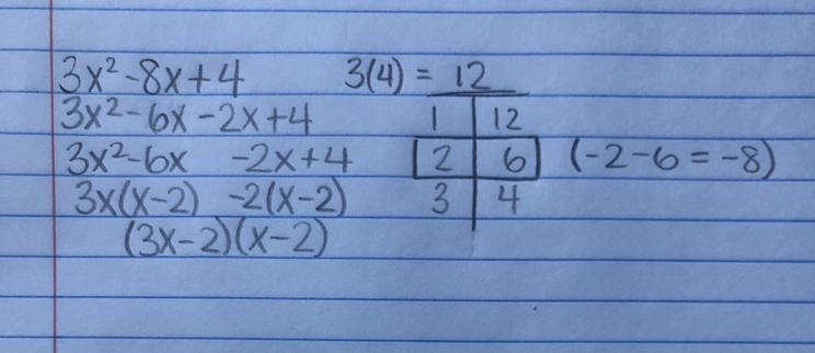 3x^2-8x+4 pls factor step by step-example-1