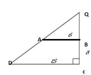 In the diagram, ABCD is a part of a right angle triangle ODC. If AB = 6 cm, CD = 15 cm-example-1