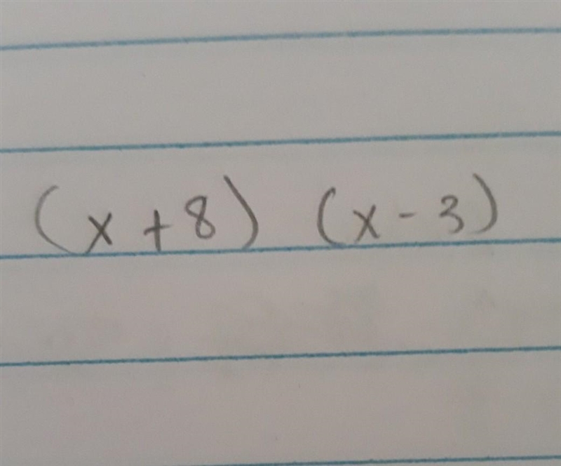 Factor x2 + 5x - 24 A) (x + 8)(x - 3) B) (x + 3)(x - 8) C) (x + 6)(x + 4) D) (x + 2)(x-example-3