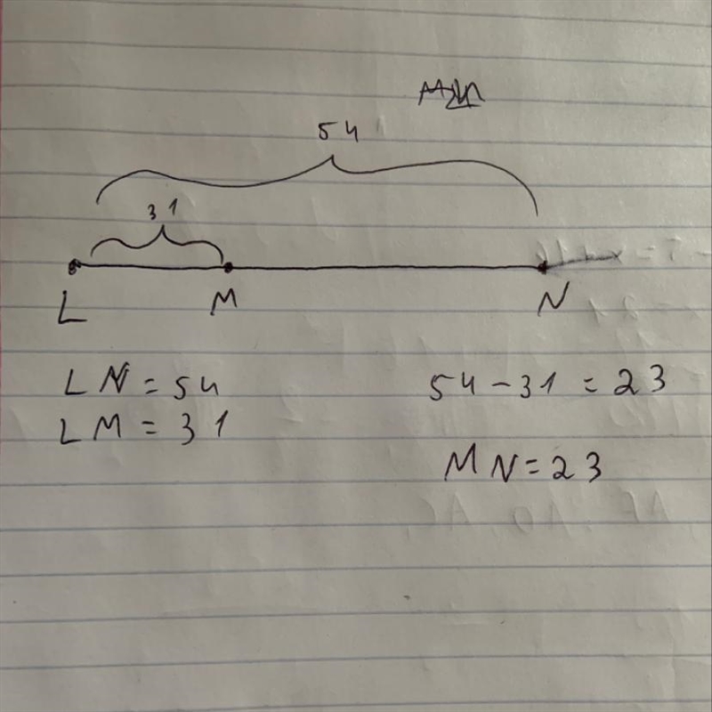 If LN=54 and LM= 31, find MN-example-1