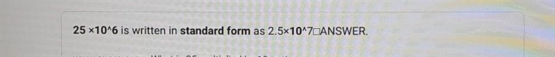 Write 25 times 10^6 in standard form-example-1