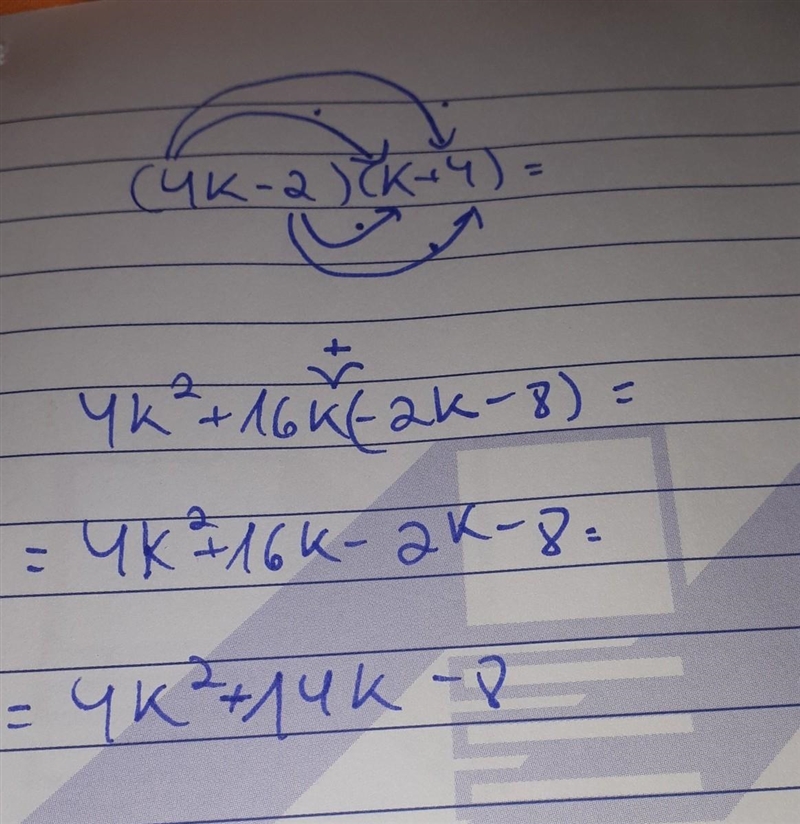 (4k – 2) (k + 4) O 44² + 14k - 8 O 4K² - 8 O 5k + 2 0 42² + 16k - 8-example-1