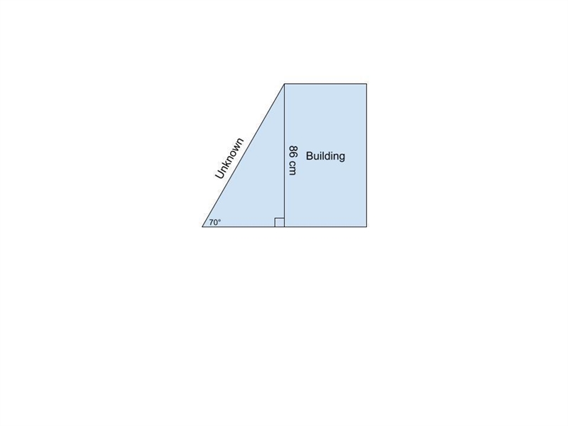 A ladder is leaning against a wall at an angle of 70° with the ground. The distance-example-1