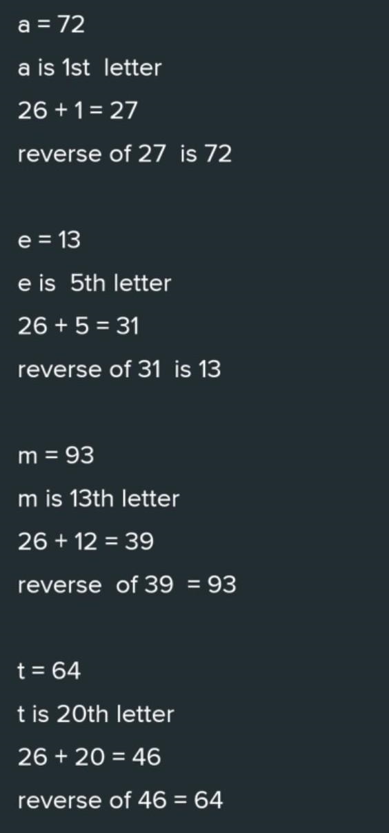 A=72, e= 13,m=93 t= 64 then k=?-example-1