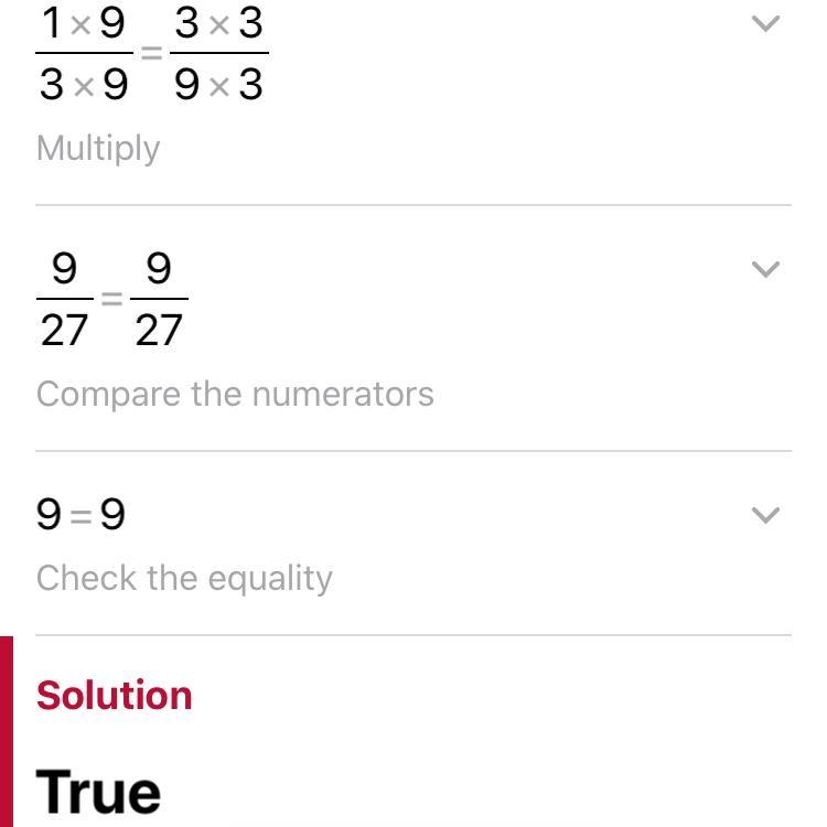 Are 1/3 and 3/9 equivalent? explain your answer.-example-1