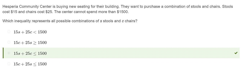 Hesperia Community center is buying new seating for their building. They want to purchase-example-1