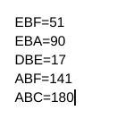 Find the degree measure of each angle. D E 73° 39° B ZEBF ZEBA ZDBE ZABF ABC-example-1