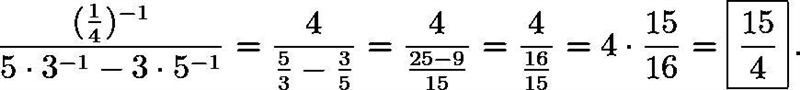 Evaluate the following when $a = 3$, $b = \frac14$, and $c = 5$: \[ \frac{b^{-1}}{ca-example-1