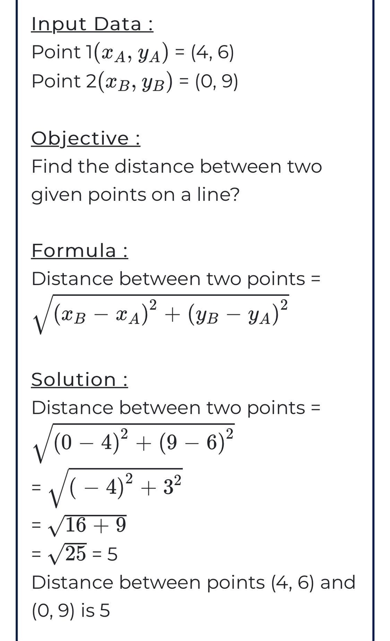 Find the distance between the points (4,6) and (0,9)​-example-1