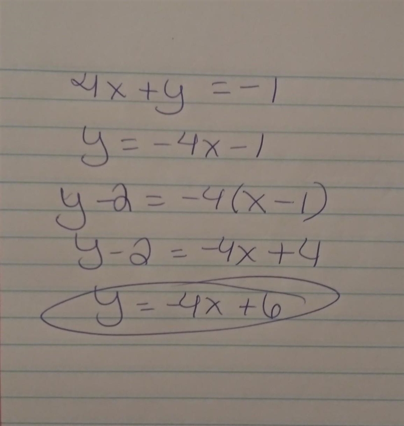 What is the equation of the line that passes through (1, 2) and is parallel to the-example-1