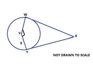 Circle V is shown. Line segments Y V and W V are radii. Tangents Y X and W X intersect-example-1