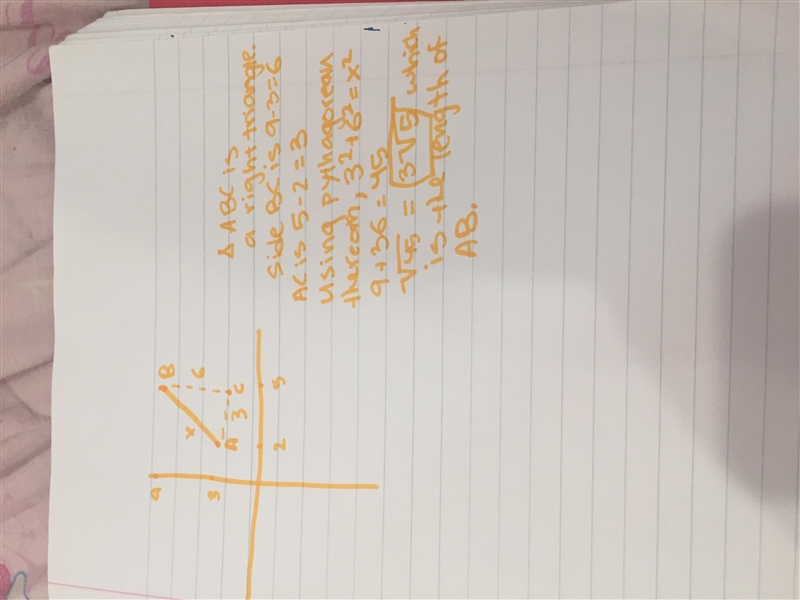 Find the distance between points A(2, 3) and B(5, 9). Round to the nearest tenth.-example-1