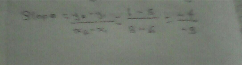 Part I: What is the slope of the line passing through the points (6, 5) and (3, 1)? Show-example-1