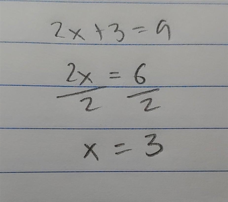 What value of x makes this equation true? 2x + 3 = 9-example-1