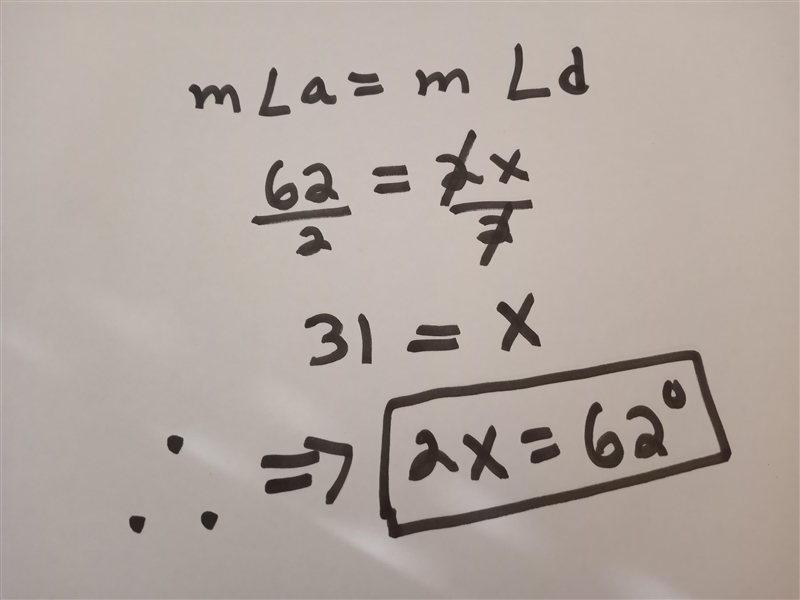 Δacb ≅ Δdce ∠b=61°, ∠c=57° and ∠d=2x x=-example-2