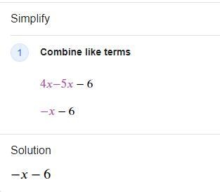 Simplify these expressions: 1. 2x + 8x 2. (5y) - 10y 3. W + 14w - 6w 4. 4x - 5x -6-example-1