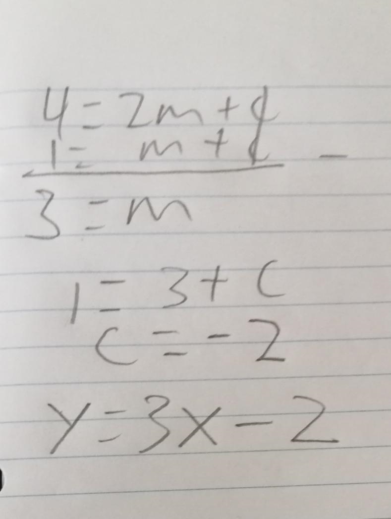 What is the equation of this line (2,4) (1,1)-example-1