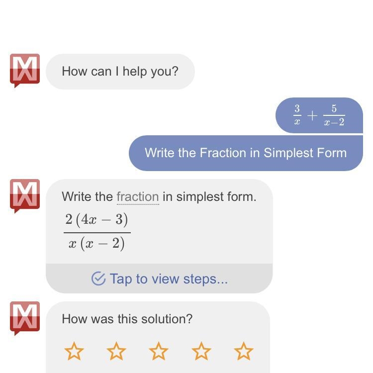 . b) Express as a single fraction in its simplest form (3)/(x) + (5)/(x - 2 ) ​-example-1