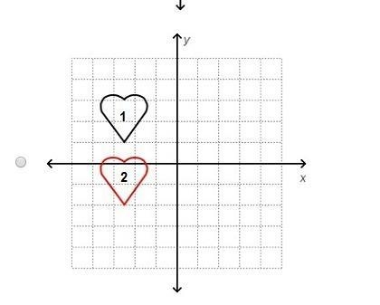 Heart 1 is translated 3 units down to heart 2. Which shows this transformation? On-example-1